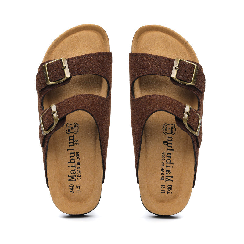 NIELS - Heren Kurk Dubbele Gespslippers