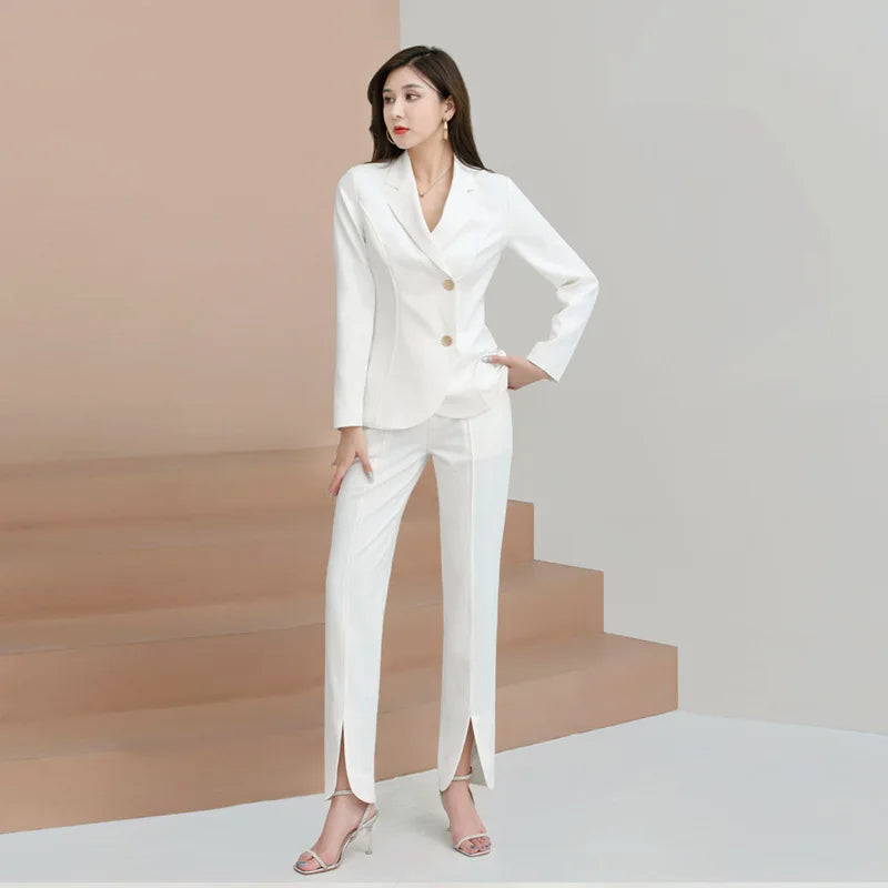 Aziza - Elegant wit damespak