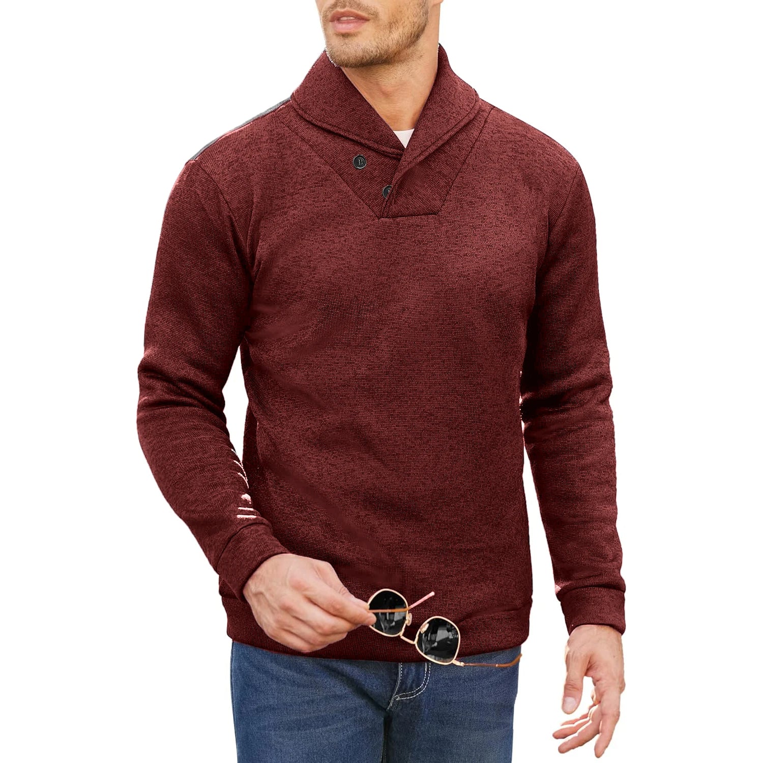 Dmitri - Herfst Lange Mouwen Halve Coltrui met Knopdetail