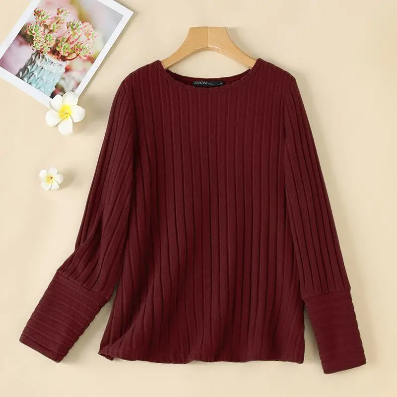 Xylia - Gebreide damesblouse met lange mouwen